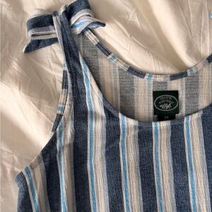 Vintage Laura Ashley mini dress in blue and white stripes